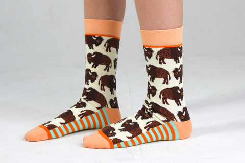Kids' Bison Crew Socks Apparel & Accessories Woven Pear M/L