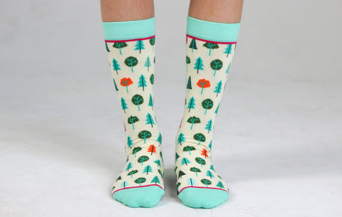 Kids' Littles Trees Crew Socks Apparel & Accessories Woven Pear