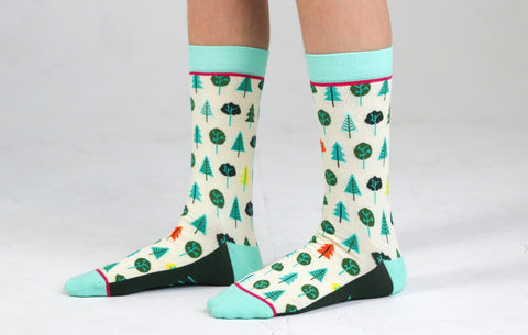 Kids' Littles Trees Crew Socks Apparel & Accessories Woven Pear M/L