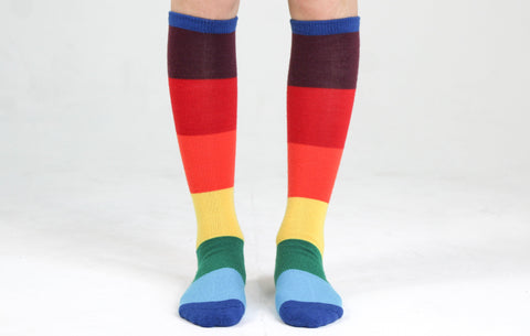 Kids' Rainbow Merino Wool Boot Socks Woven Pear