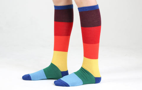 Kids' Rainbow Merino Wool Boot Socks Woven Pear