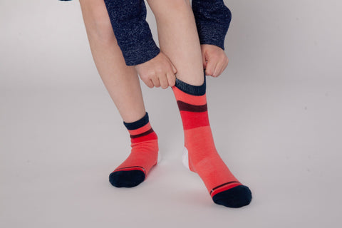 Red and Navy Merino Wool | Children Woven Pear 